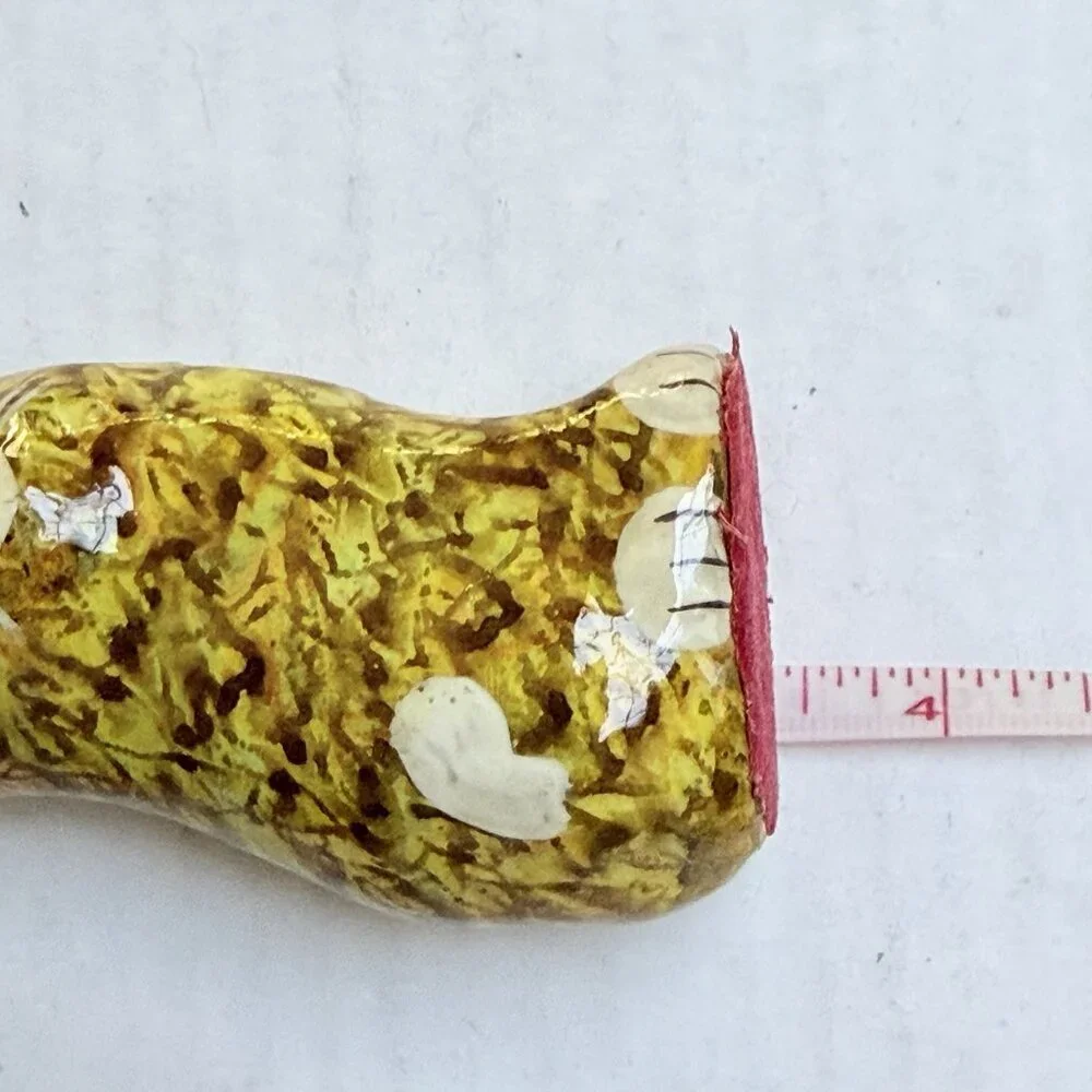 Vintage Paper Mache Cat Folk Art Handmade Painted Bow‎ Kitty Figurine Decor Gift